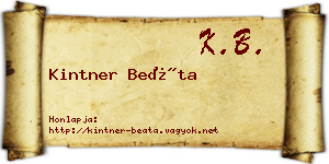 Kintner Beáta névjegykártya